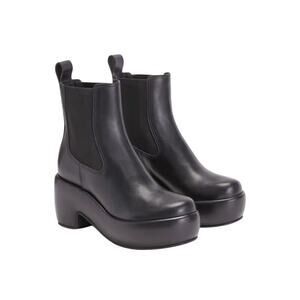 EVERLANE The Puffa Chelsea Boot Black Leather Pull On High Heel Platform 9 NEW